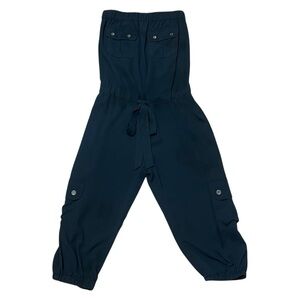 Cache Black Strapless Jumpsuit Cargo Jogger Style Sz XS Crop Drawstring Slinky